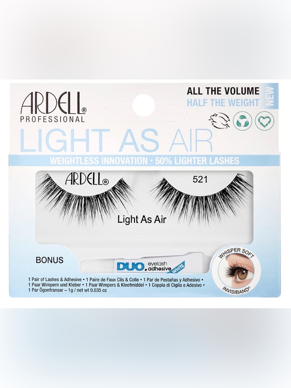 Ardell Light As Air 521 False Lashes + DUO Clear Adhesive | NIB